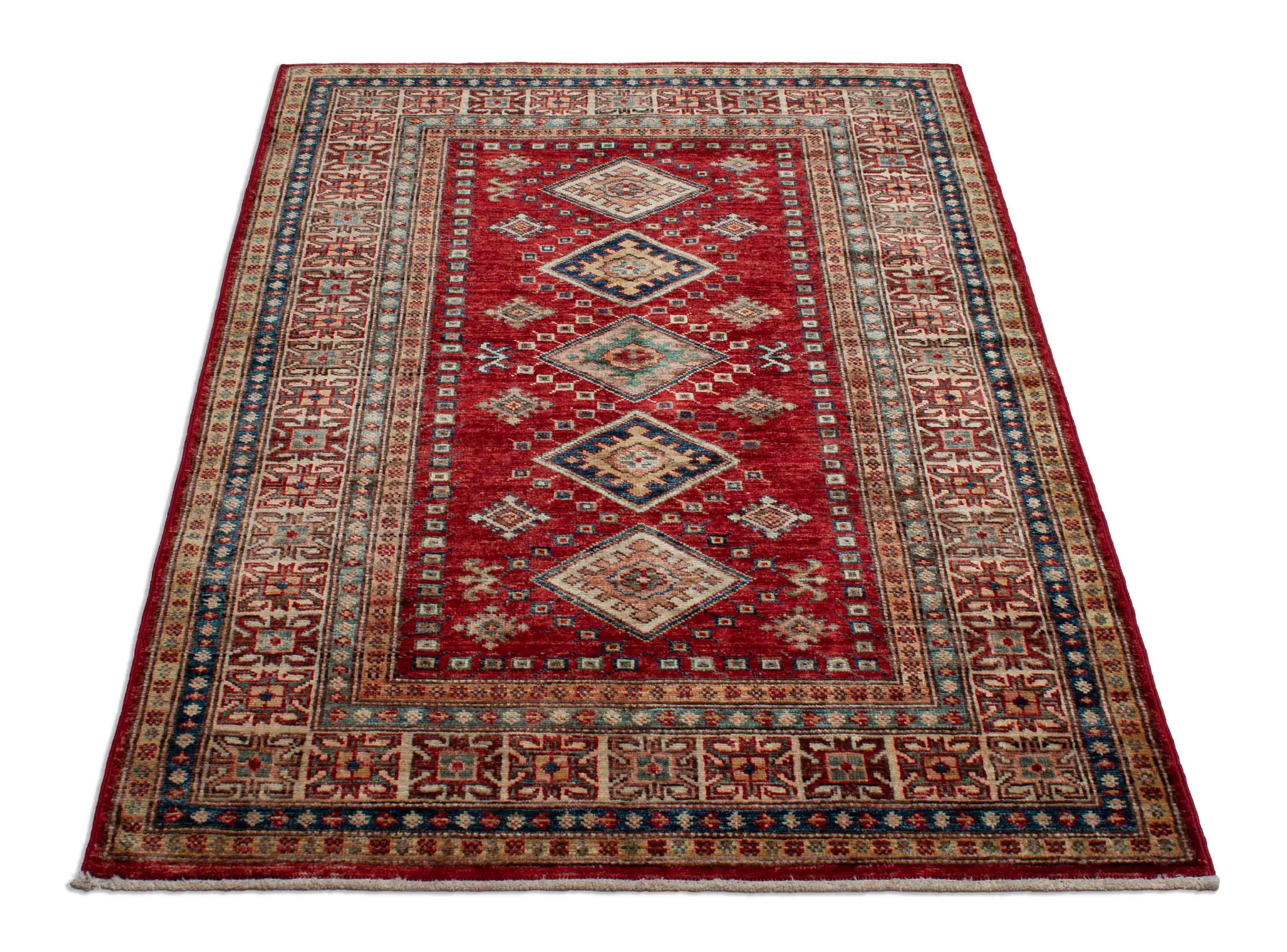 Eine Fotoaufnahme eines Kazak Teppichs.