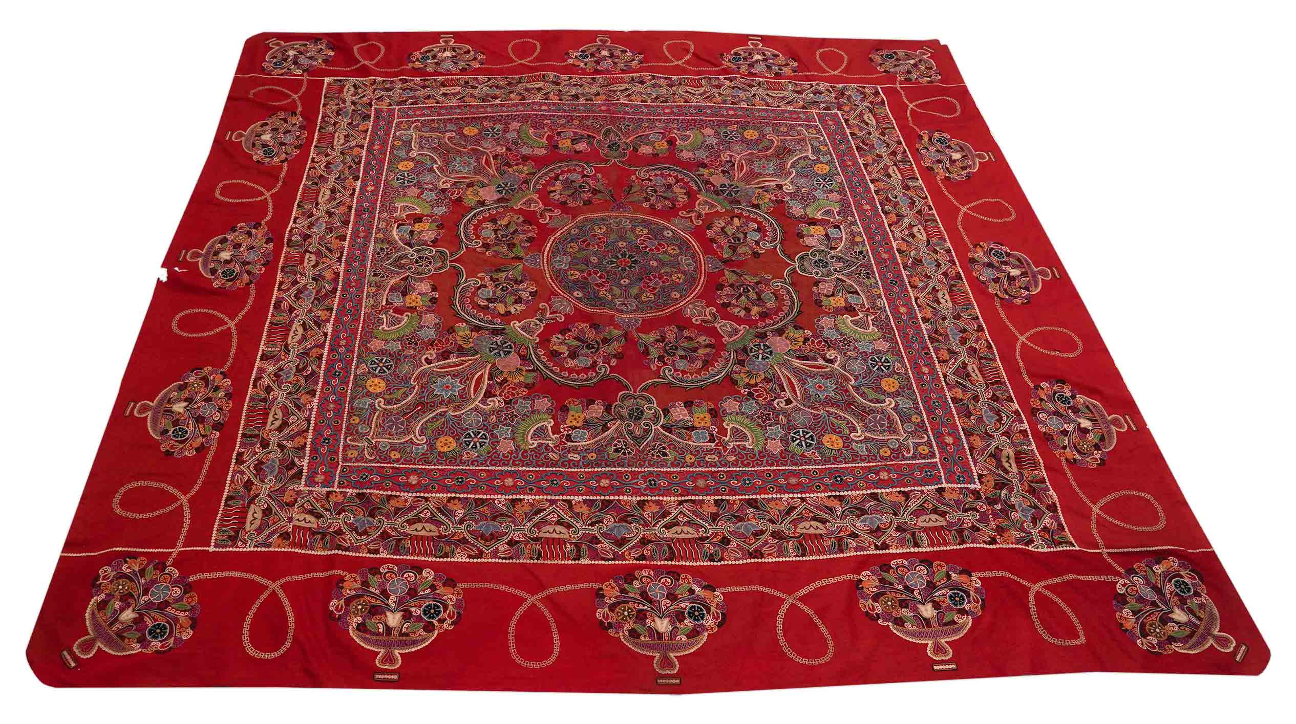 Antiker Suzani - Kaschmir Schal | 200 cm x 196 cm | Nr. Z-1973