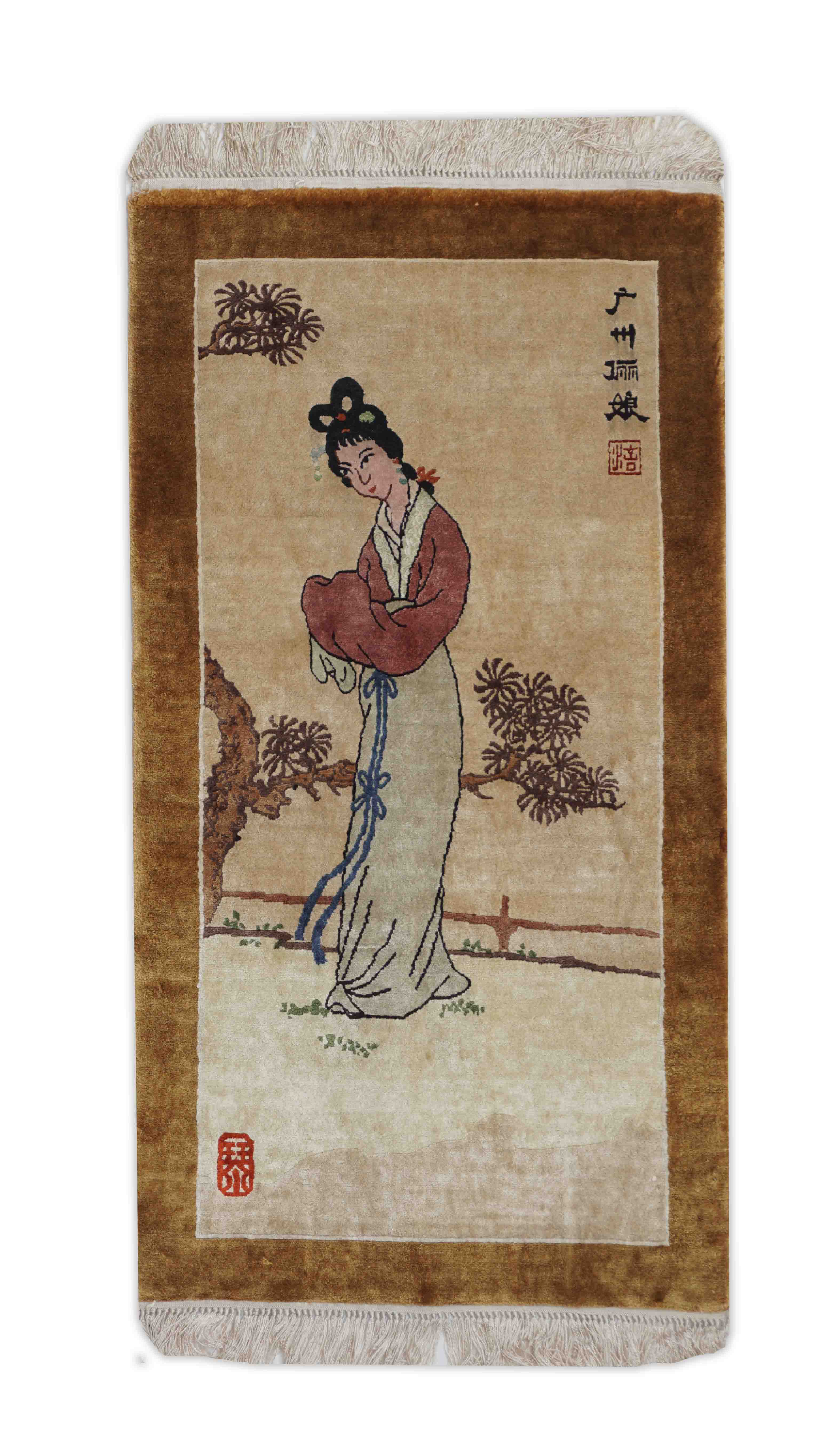 China Teppich aus reiner Seide | 115 cm x 61 cm | Nr. Z-305